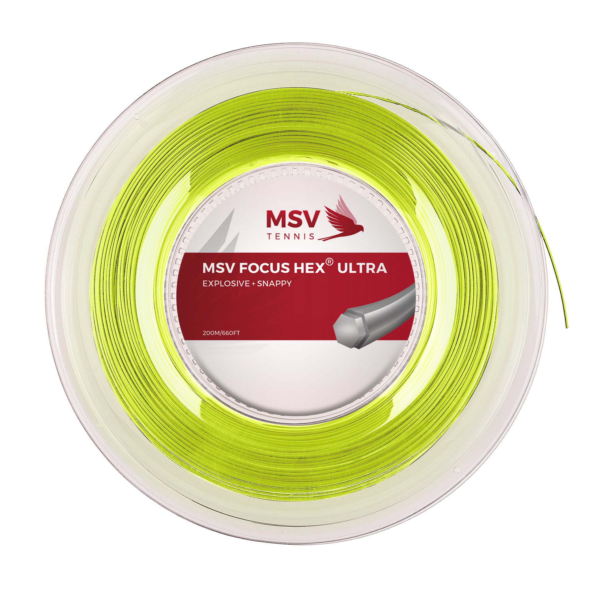MSV Focus HEX® Ultra Tennis String 200m 1,25mm neon yellow